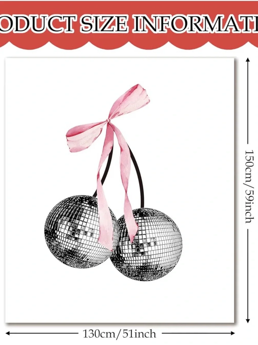 White Cherry Disco Throw Blanket with Pink Ribbon